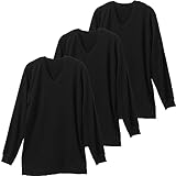 HEAT&STRETCH メンズ 長袖 V首 Vネック あったか インナー シャツ 吸湿発熱 保温性 秋冬 P0461E-RT