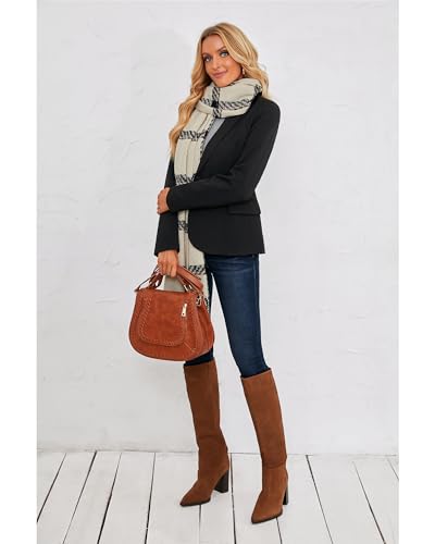 Roskiky Eingekerbter Blazer mit Revers Taschen und Knöpfe Schwarz Large