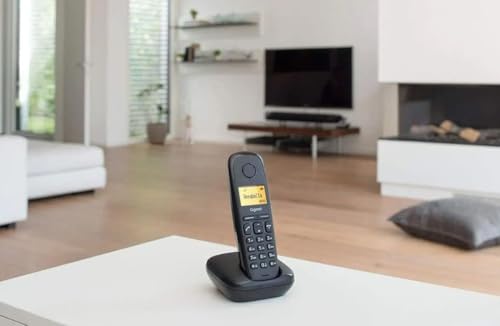 Gigaset A170 SINGLE - Téléphone fixe sans fil de base avec grand écran et technologie ECO DECT à économie d'énergie - Noir