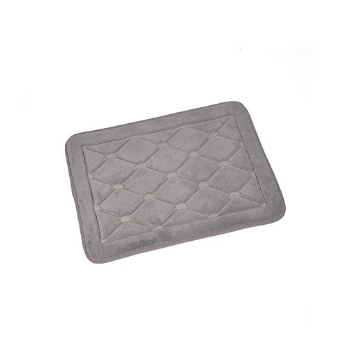 Tapis de pied salle de bain gris au tissage dense et finitions soignées