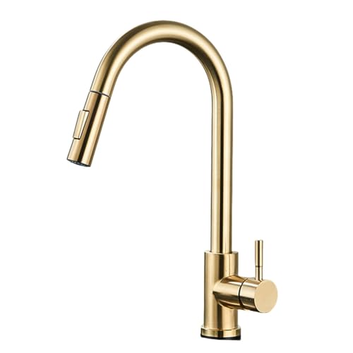 Mitigeur de cuisine douchette extractible or brossé robinet évier moderne pivotant