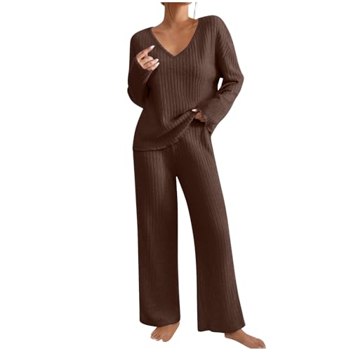 Vetement de nuit tricot decontracte : ensemble fluide pantalon et haut