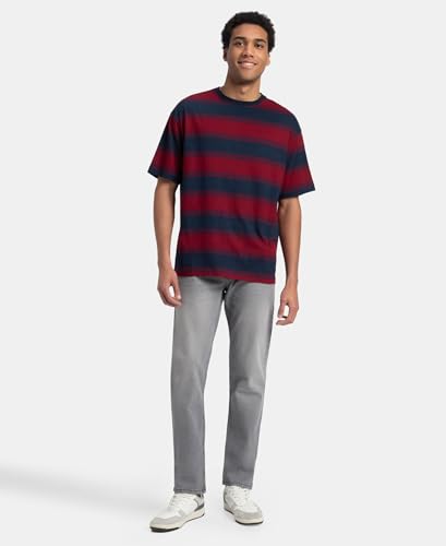 Image of Jockey UM24 Men's Super Combed Cotton Rich Striped Oversized T-Shirt