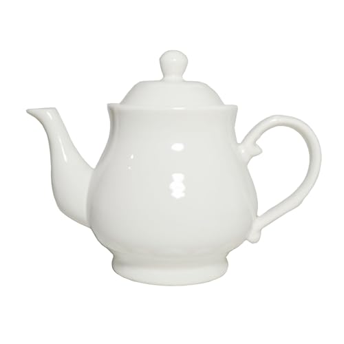 White Porcelain Teapot, 1 QT Ceramic Tea Pot for Home Office Party (35oz)