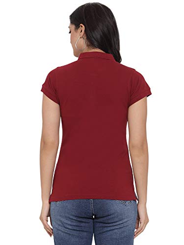 Image of Cantabil Women Half Sleeves Collar Neck T-Shirt (Black)