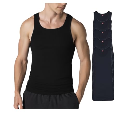 Image of Hanes Men's Tall 100% Cotton Ribbed Tank Tagless Undershirts, Multipack