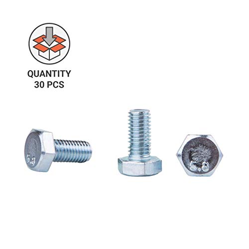 (Pack of 30 pcs) DIN 933 Zinc Plated Steel Hexagon Screws M10 x 20 mm, Hex Bolts, Fully Threaded, Hex Head (30, M10 x 20 mm) - Image 4