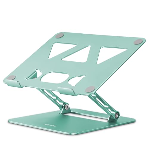 Image of Aoviho Adjustable Laptop Stand for Desk,Portable Laptop Stand Holder and Riser,Foldable Aluminum Notebook Computer Stands for MacBook Air Pro HP Lenovo Dell Samsung, 10-15.6 inch (Fresh Green)