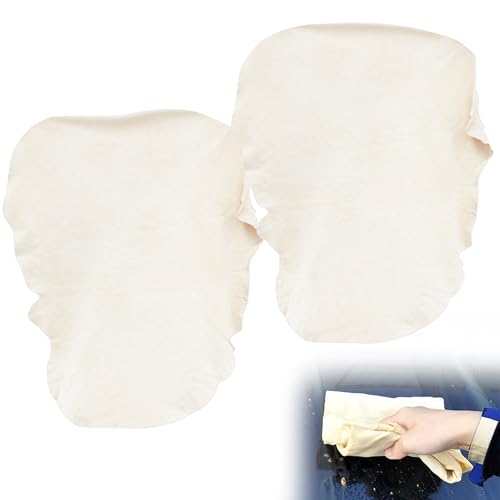 Piel de gamuza para autos, 2 paños grandes de cuero de gamuza de 60 x 40 cm, toalla de secado de piel de oveja natural, súper absorbente, sin pelusas y sin rayas, ideal para detalles de automóviles