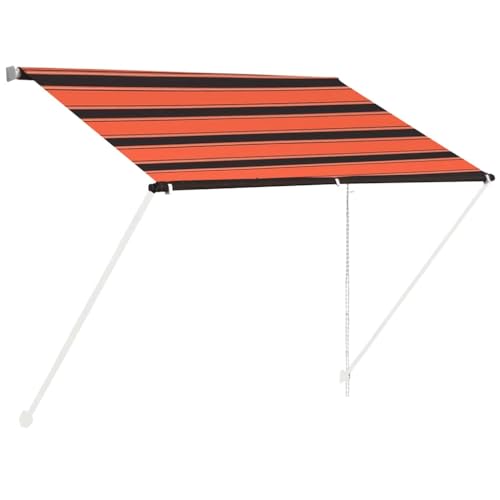 vidaXL Markise, Klemmmarkise Einziehbar, Sonnenschutz für Fenster Terrasse Balkon, Balkonmarkise Fallarmmarkise Fenstermarkise, 100×150cm Orange Braun