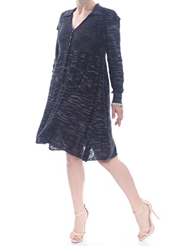 Free People Womens Rain or Shine Knit Space Dye Sweaterdress Black S