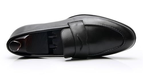 Santimon Mens Black Dress Shoes Slip On Penny Loafers Genunie Leather Fashion Causal Mocasines Prom Wedding Business Modern Suit Shoes Tuxedo Shoes for Men2