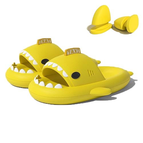Zureto Shark Slides with 3D Funny Fins, Unisex Cloudy Shark Slippers, Eva Open Toe Shower Pool Beach Shoes