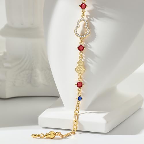 Cicy Bell Womens 18K Gold Plated Gourd Chain Bracelets Cubic Zirconia Adjustable Charms Oval Beads Link Bracelet 6.69" with 2" Extender2