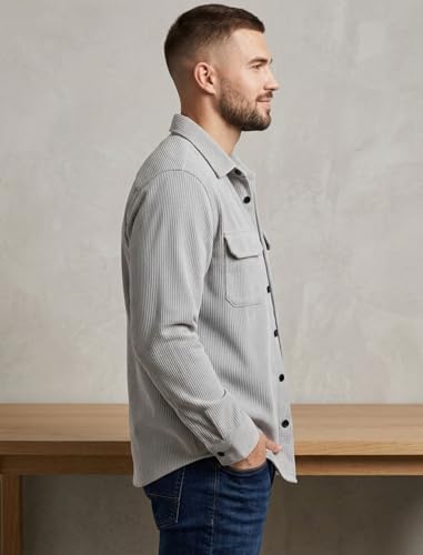 Image of MiraMichi Men's Full Sleeve Corduroy Striped Casual Jacket, Ideal for Stylish Everyday Outfits