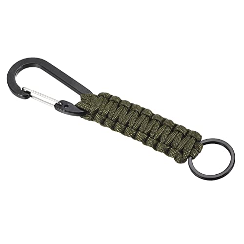 PATIKIL Paracord Keychain, Braided Lanyard Key Clip D Rings Leather Belt Survival Keychains for Keys, Men, Women, Green