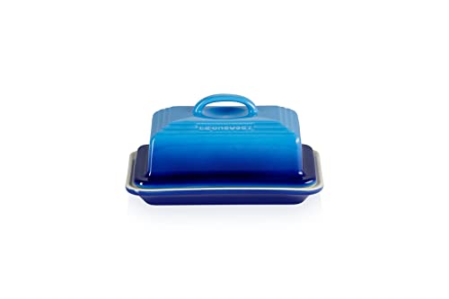 Le Creuset Stoneware Butter Dish, 900 g, 17 x 12.5 x 9 cm, Azure, 70837172200000, Azure Blue - Image 2