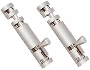 KITCHEN SHOPEE Stainless Steel Full Round Tower Bolt Door Latch 8 inch Standard Size, Silver -Set of 2 PES