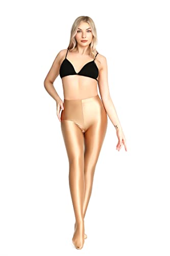 Plus Size Opaque Glossy Pantyhose Wet Look Footed Shiny Tights Pilates Yoga Pants High Waist Leggings2