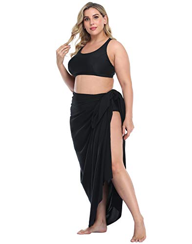 HDE Plus Size UPF 30+ Pareo Swimsuit Cover Up Fringeless Sarong Sun Shawl Wrap3
