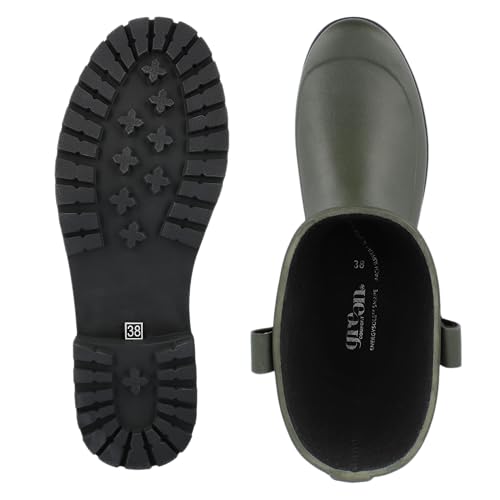 Green Comfort Gummistiefel Damen Halbhoch 40 | Wasserdicht Regenstiefel Damen für Outdoor und Garten