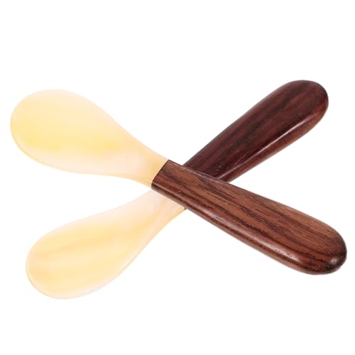 STOBAZA 2Pcs Natural Shell Caviar Spoons Chic Dessert Serving Spoons for Home Use for Restaurants and Dessert Shops Beautifully Crafted Ebony Shell Design