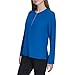 Halston Women's Long Sleeve Quart Zip, Petrol, X-Large