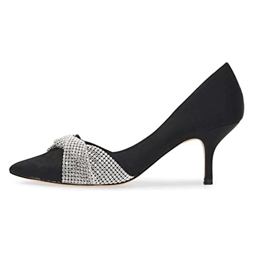 FSJ Women Low Kitten Heels Pointed Toe Slip on Pumps D'Orsay Pleated Satin Evening Party Dress Office Shoes Size 4-15 US2