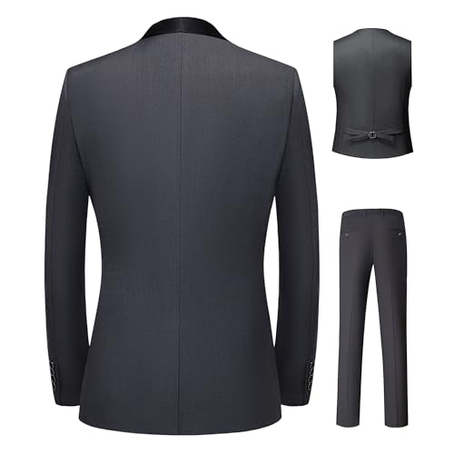 5 Pieces Suit for Men Slim Fit Tuxedos Single Breasted Blazer Wedding Prom Tux Shawl Lapel Blazer Vest Pants Shirt Set2