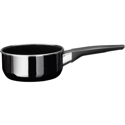 Silit Modesto Line Stielkasserolle 16cm ohne Deckel, kleiner Topf 1,3l, Milchtopf Induktion, Kochtopf klein, Silargan Funktionskeramik, schwarz