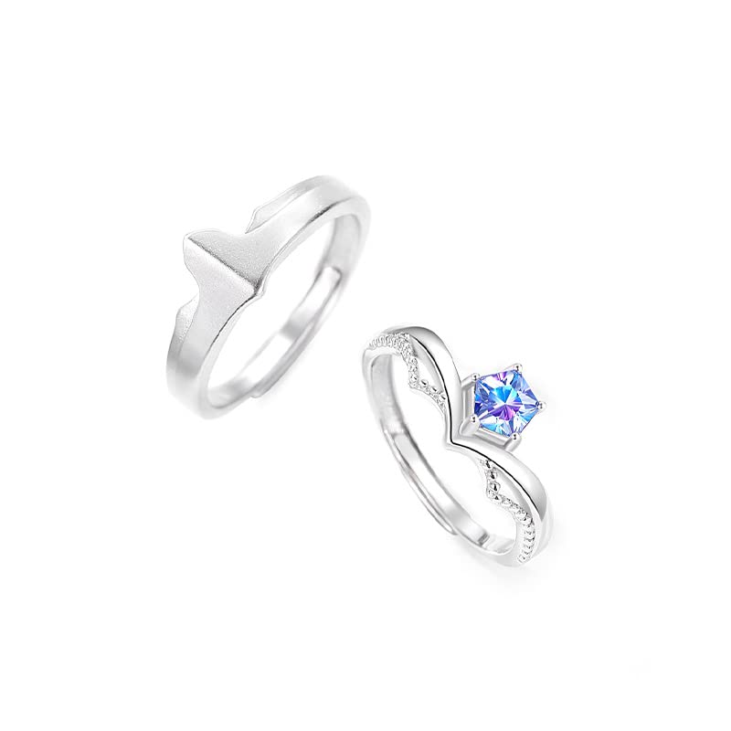 Argent 925 bagues de couple princesse chevalier aux finitions haute joaillerie