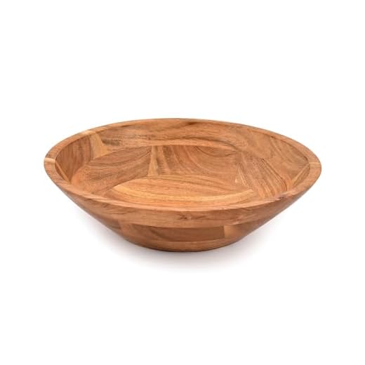Samhita Acacia Wood Serving Bowl, Fruit Bowl, Friendly and Perfect for Salad, Vegetables and Fruit,Single Salad Bowl (10" x 10" x 3")