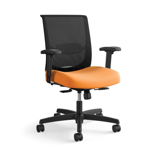 Image of HON Convergence Ergonomic Office Chair with Mesh Back, Adjustable Arms, Lumbar Support, Synchro‑Tilt Desk Chair with Wheels for Home Office or Computer Use, Black Frame, Apricot