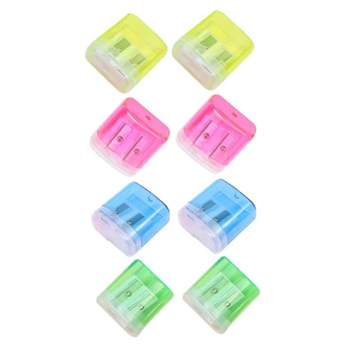 ledmomo 8個 学生用手動筆削り器 携帯便利な小型ダブルホールシャープナー 鮮やかな色展開 学校やオフィス向け筆アクセサリー