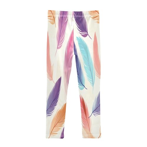 Bolaz Toddler Girls Leggings Printed Yoga Pants Leggings Purple Blue Feather for Kids2