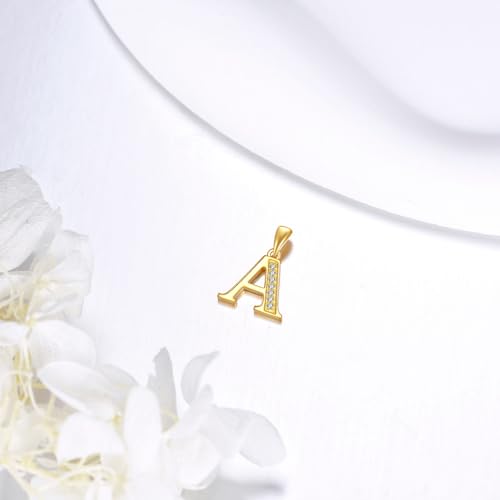 KECHO 14K Solid Gold Diamond Initial Pendant Necklace Real Yellow Gold Alphabet Charm Jewelry Dainty Letter Gift for Women2