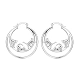 NARMO 925 Sterling Silver Hoop Earrings for Women Cute Cat Hoop Earrings