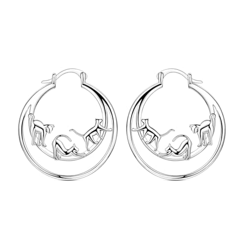 NARMO 925 Sterling Silver Hoop Earrings for Women Cute Cat Hoop Earrings