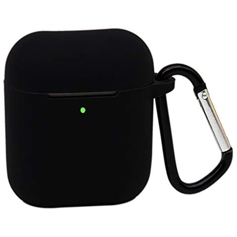 Molylove Compatible for AirPods Case with Keychain, Shockproof Protective Premium Silicone Cover Skin for AirPods Charging Case 2 & 1 (AirPods 2, Black) Cover