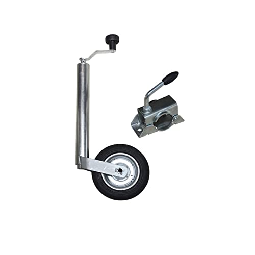 Rueda jockey de 48mm para remolque Europa con abrazadera y soporte de tubo resistente