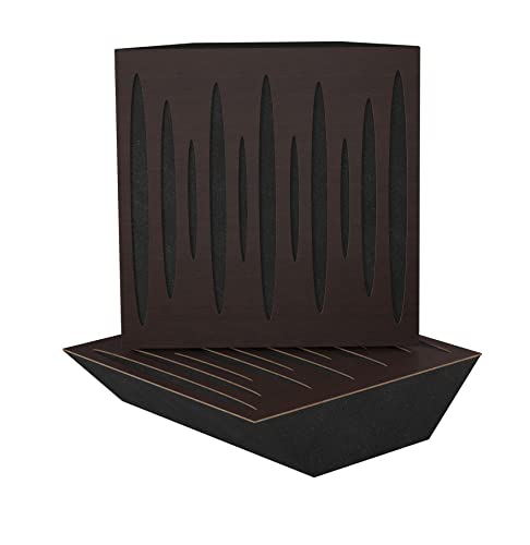 (2 Pack) — Sound Absorption-Diffuse Corner Bass Trap «Pulse» | 19.7''x19.7''x4'' | Absorption - Diffusion - Reflection | Wood laminated: (Wenge)
