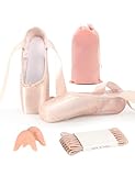 Dayrose Ballet Pointe Shoes, Pink Pointe Shoes for Girls with Ballet Toe Pads and Elastic Band