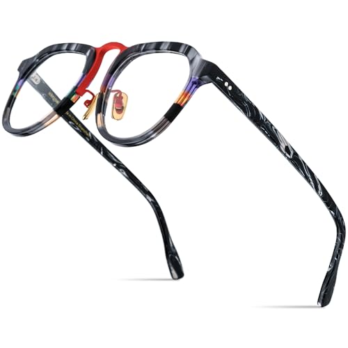 Image of HEPIDEM Multicolor Acetate Glasses Frame Women,Round Vintage Retro Optical Eyeglasses 9339