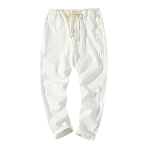 Men's Summer Thin Trendy Loose Straight Nine-Tenths Cotton Linen Casual Pants