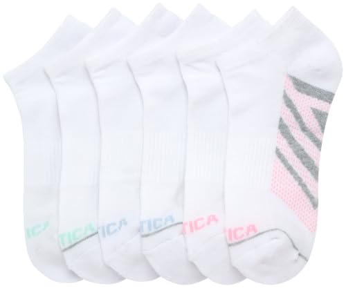 Image of Nautica Womens No Show Socks Moisture Wicking Athletic Low Cut Socks 6 Pack | Moisture Wicking Dri-Motion Fabric, Cushioned Key Areas, Banded Arch Support, No Show Low Cut, Shoe Size 4-10