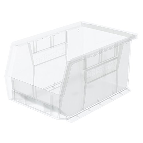 Akro-Mils 30237 AkroBins Plastic Storage Bins, Space-Saving Stackable Bins, Garage Organization Bins, Pantry Organization, Craft Storage, 9-Inch x 6-Inch x 5-Inch, Clear, 12-Pack