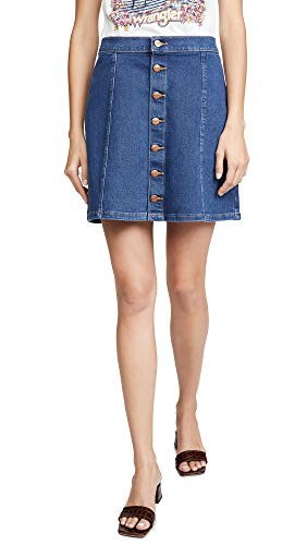 Wrangler Women s womens High Rise Retro Button Front Denim Mini Skirt, Blue Jay, X-Small US