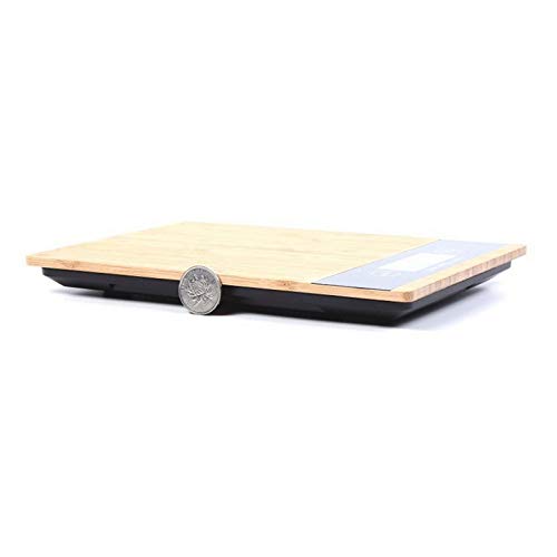 Báscula de Alimentos Báscula de Alimentos de Cocina Digital, con Plataforma de pesaje de bambú for cocinar Hornear 5 kg / 1 g Color de Madera Natural. Balanzas