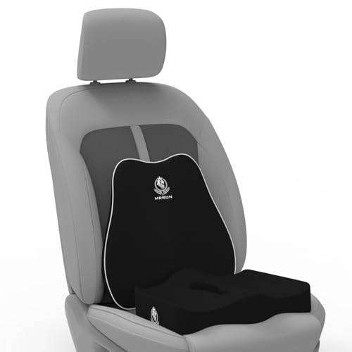 Image of MRRON Car Comfort Combo | Memory Foam Backrest & Wedge Seat Cushion Combo of 2 | Orthopedic Support for Back, Tailbone, Sciatica | Ergonomic Comfort for Car, Office| Posture Correction | Universal Fit