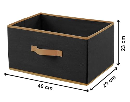 Image of Kuber Industries Non-Woven (Set of 6) Foldable Organisers Storage Box for Clothes|Dress Organizer & Cubbies Storage Cubes for Innerwear|Socks|Jeans|Books Arranging Utility Box (Black, Bag Organisers)